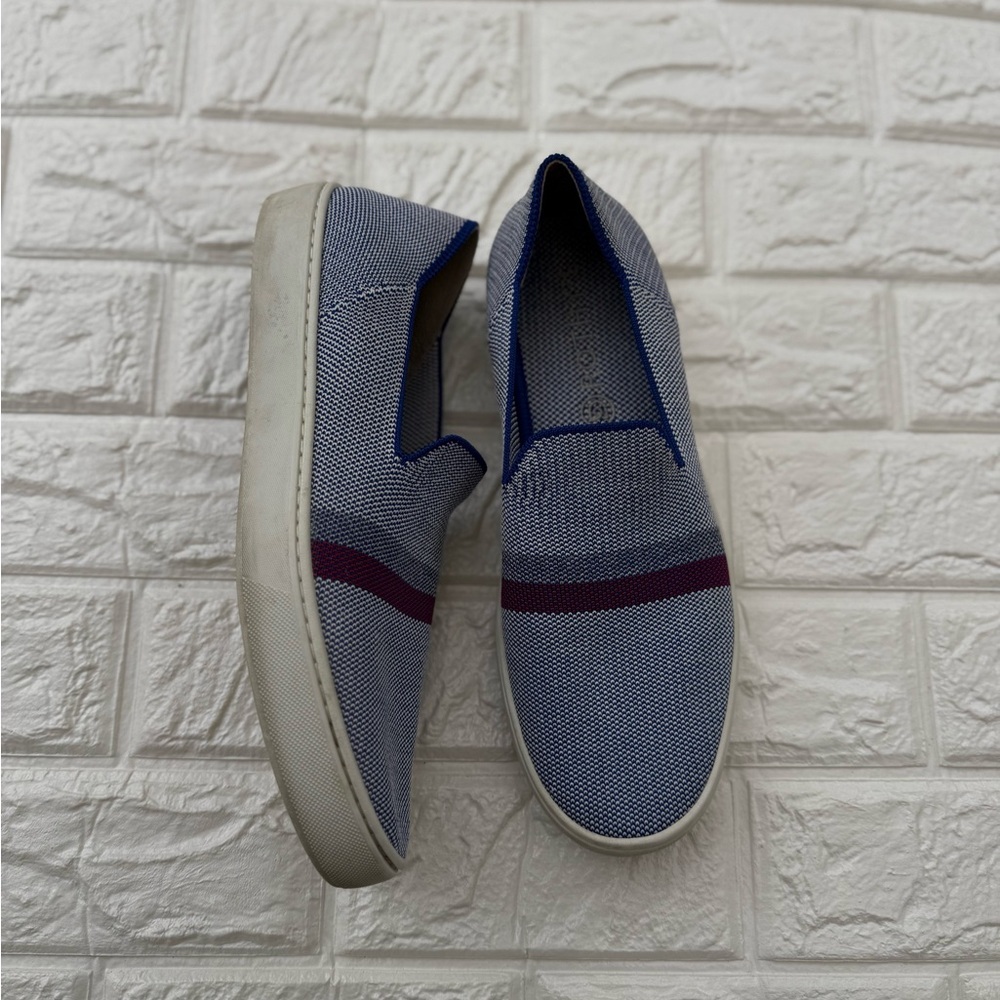 Rothy's Slip On Sneakers Reflective Stripe Sneaker Light Blue Size 10 - Picture 3 of 9